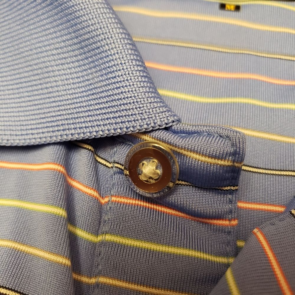 Men's Lone Cypress Pebble Beach Striped Golf Shirt Size M - Picture 10 of 11